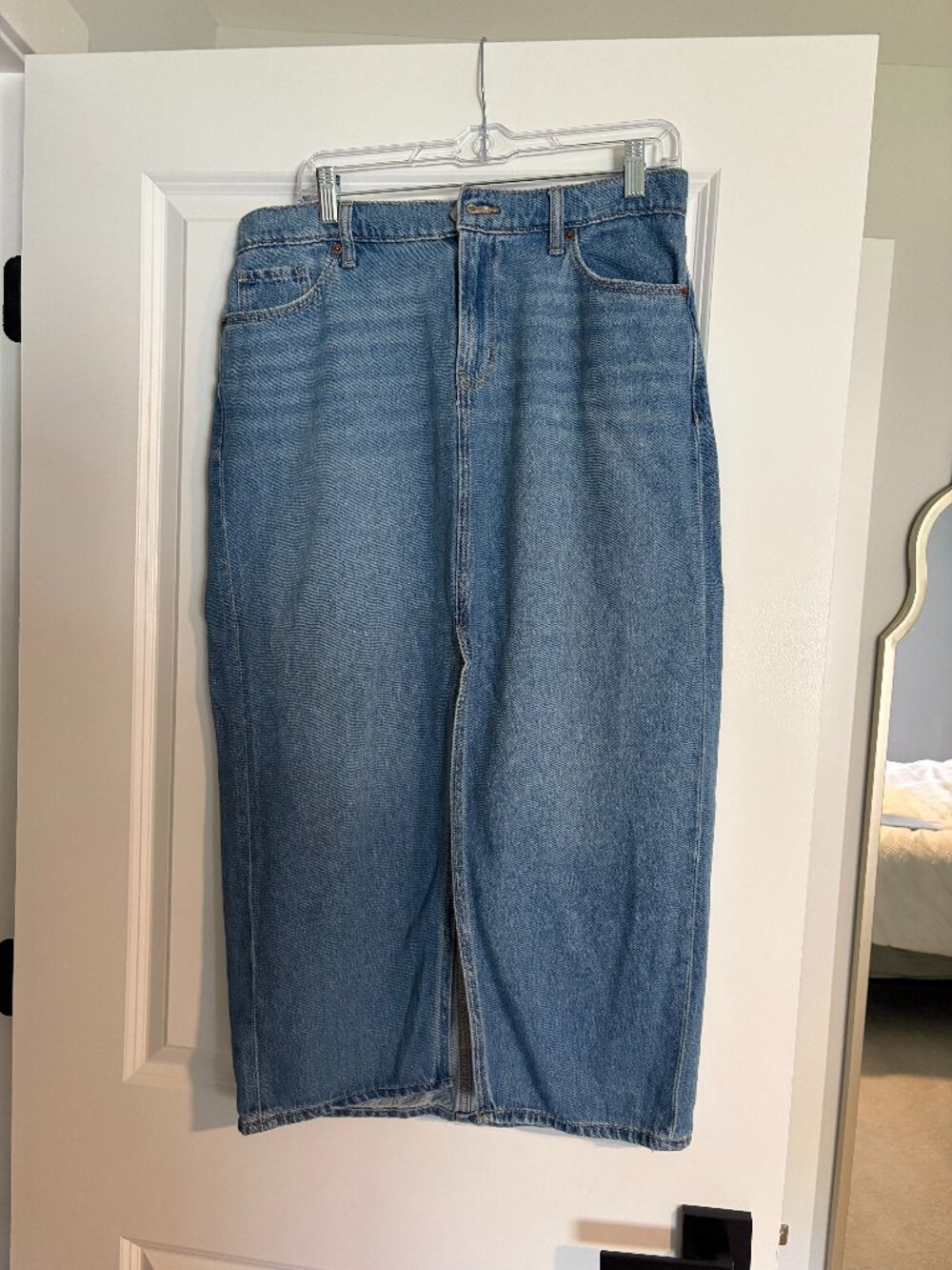 Old Navy Midi Length Slit Denim Skirt Size 8